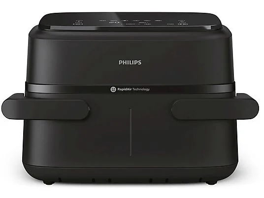 Friteuză cu Aer Cald Philips Airfryer 1000 Series Dual Basket NA150/00, 7,1 L, RapidAir 2450 W, Două Coșuri, Functie Grill, Negru pukika.ro [2]
