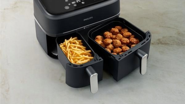 Friteuză cu Aer Cald Philips AirFryer 3000 Series Dual Basket NA351/00, 9 L, 2750 W, RapidAir Plus, Touchscreen, Negru pukika.ro [4]