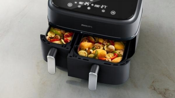 Friteuză cu Aer Cald Philips AirFryer 3000 Series Dual Basket NA351/00, 9 L, 2750 W, RapidAir Plus, Touchscreen, Negru pukika.ro [6]