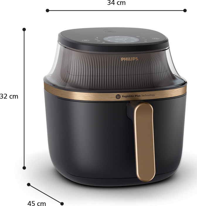 Friteuză cu Aer Cald Philips AirFryer 3000 Series XXL NA342/00, 7.2 L, 2000 W, RapidAir Plus cu Fereastră, Touch Display, Negru pukika.ro [7]