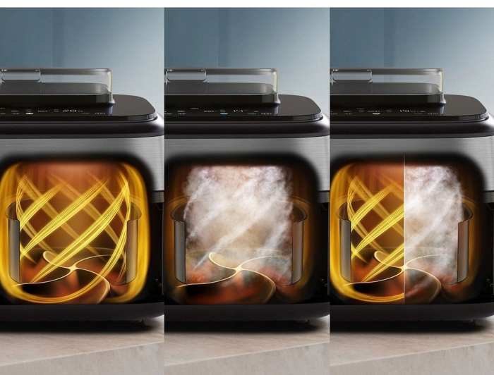 Friteuză cu Aer Cald Philips Airfryer 5000 Series Dual Basket Steam NA555/00, 9 L, RapidAir Plus + Air Steam, 2750 W, 12 Presetări, Argintiu pukika.ro [6]