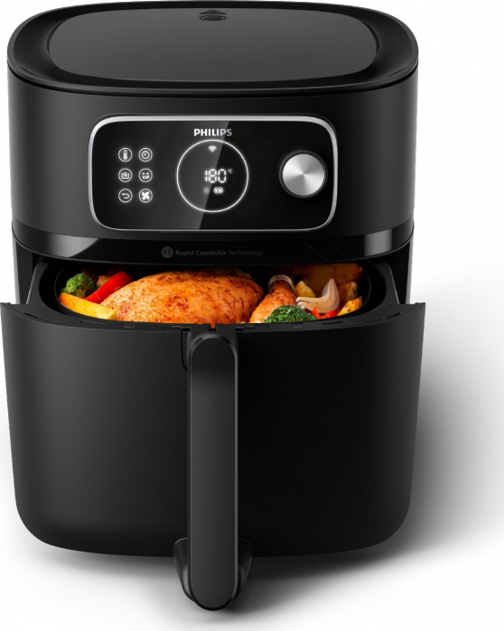Friteuză cu Aer Cald Philips AirFryer 7000 Series Combi XXL HD9876/90, 2200 W, 8.3 L, Rapid CombiAir, Wi‑Fi, 22 Funcții, Negru pukika.ro [9]