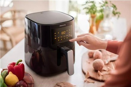 Friteuză cu Aer Cald Philips Essential AirFryer 3000 Series L HD9252/70, 4.1 L, 1400 W, Rapid Air Technology, Touch Display, Negru pukika.ro [5]