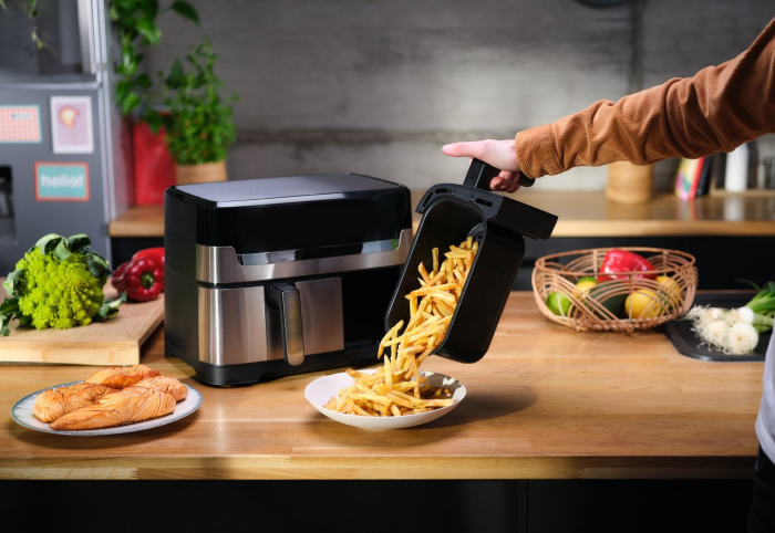 Friteuză cu Aer Cald Tefal EY905D10, 2700 W, Capacitate 8.3 L, 2 Coșuri, Funcții Air Fry, Grill, Timer Digital, Negru pukika.ro [3]