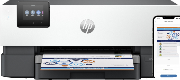 Imprimantă HP OfficeJet Pro 9110b Wireless, Color, Duplex, A4, 18 ppm, USB, Wi-Fi, Bluetooth, 1200 x 1200 DPI, Grey [2]