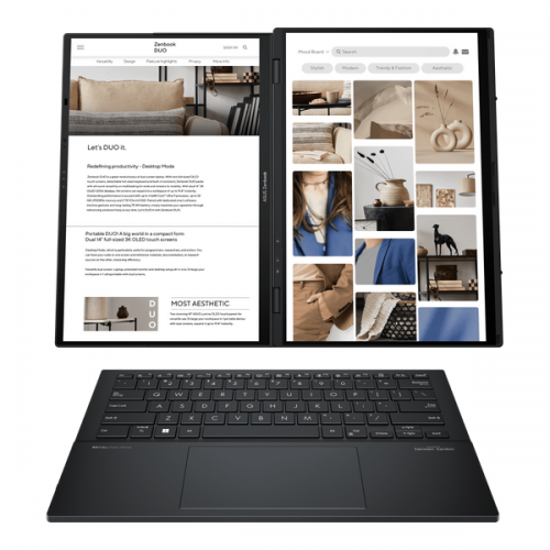 Laptop ASUS ZenBook Duo, 14" 3K Touchscreen, Intel® Core™ Ultra 7 185H pana la 4.8 GHz, 16 GB RAM LPDDR5x, 1 TB SSD, Intel Arc Graphics, Windows 11 Pro, Gray [2]