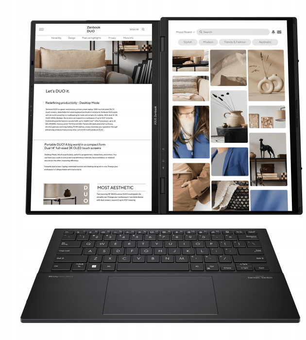 Laptop ASUS Zenbook Duo, 14" Full HD Touchscreen, Intel® Core™ Ultra 7 255H pana la 5.1 GHz, 32 GB RAM LPDDR5x, 1 TB SSD, Intel Arc Graphics, Windows 11 Home, Inkwell Gray [3]