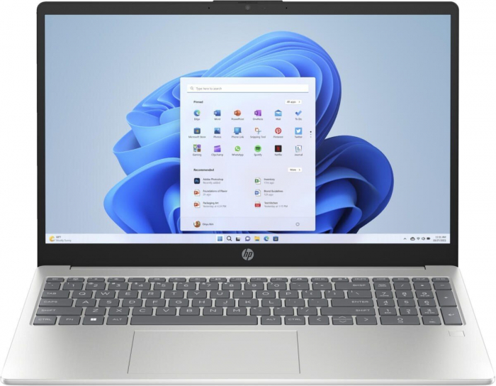 Laptop HP 15, 15.6" Full HD, Intel® Core™ i3 N305 pana la 3.8 GHz, 8 GB RAM DDR4 3200, 512 GB SSD, Intel® UHD Graphics, Windows 11 Home, Natural Silver [1]