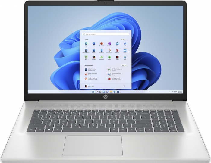 Laptop HP 17, 17.3" Full HD, Intel® Core™ 5 120U pana la 5 GHz, 16 GB RAM DDR4 3200, 512 GB SSD, Intel Graphics, Windows 11 Home, Natural Silver [1]