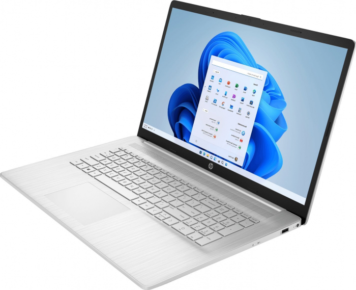 Laptop HP 17, 17.3" Full HD, Intel® Core™ i5 1235U pana la 4.4 GHz, 8 GB RAM DDR4 3200, 512 GB SSD, Intel Iris Xᵉ Graphics, Windows 11 Home, Natural Silver [3]