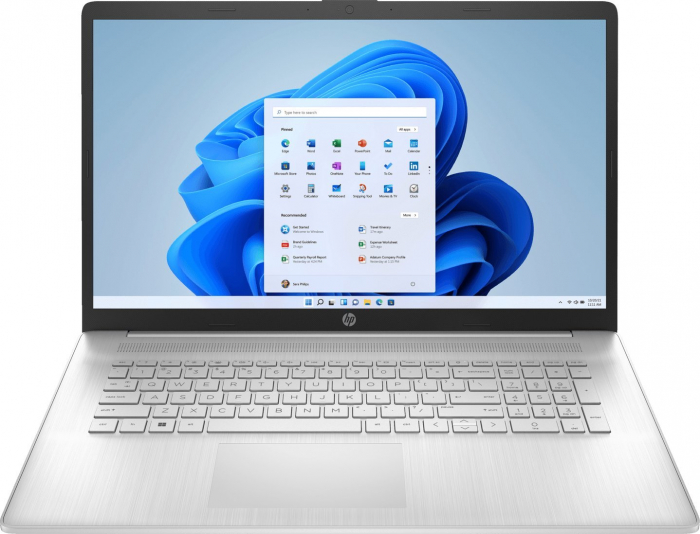 Laptop HP 17, 17.3" Full HD, Intel® Core™ i5 1235U pana la 4.4 GHz, 8 GB RAM DDR4 3200, 512 GB SSD, Intel Iris Xᵉ Graphics, Windows 11 Home, Natural Silver [1]