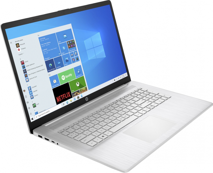 Laptop HP 17, 17.3" HD+, Intel® Pentium® Silver N5030 pana la 3.1 GHz, 8 GB RAM DDR4 3200, 256 GB SSD, Intel® UHD Graphics, Free Dos, Silver [2]