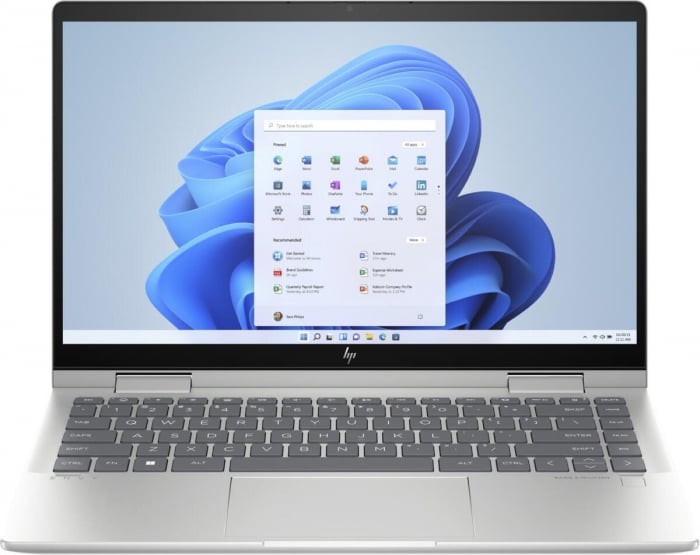 Laptop HP Envy x36 Hybrid (2-in-1), 14" Full HD Touchscreen, Intel® Core™ 5 120U pana la 5 GHz, 8 GB RAM DDR4 3200, 512 GB SSD, Intel Graphics, Windows 11 Home, Natural Silver [1]