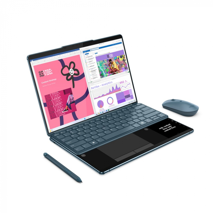 Laptop Lenovo Yoga Book 9 Hybrid (2-in-1), 13.3" 2.8K Touchscreen, Intel® Core™ Ultra 7 155U pana la 4.8 GHz, 32 GB RAM LPDDR5x 7467, 512 GB SSD, Intel Graphics, Windows 11 Home, Tidal Teal [9]