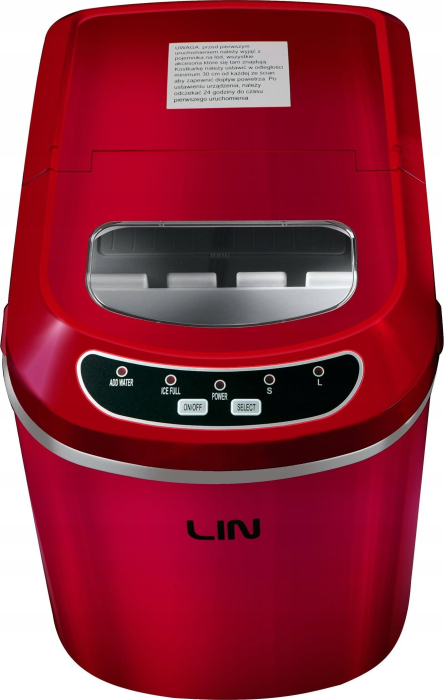 Mașină de făcut gheață LIN, 12 kg/24h, 112 W, rezervor 2.2 L, Rosu pukika.ro [6]