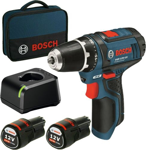 Mașină de găurit Bosch 060186810F, 12 V, 1300 rpm, Li-Ion, 2 baterii, încărcător, cutie trasnport, Negru pukika.ro [1]