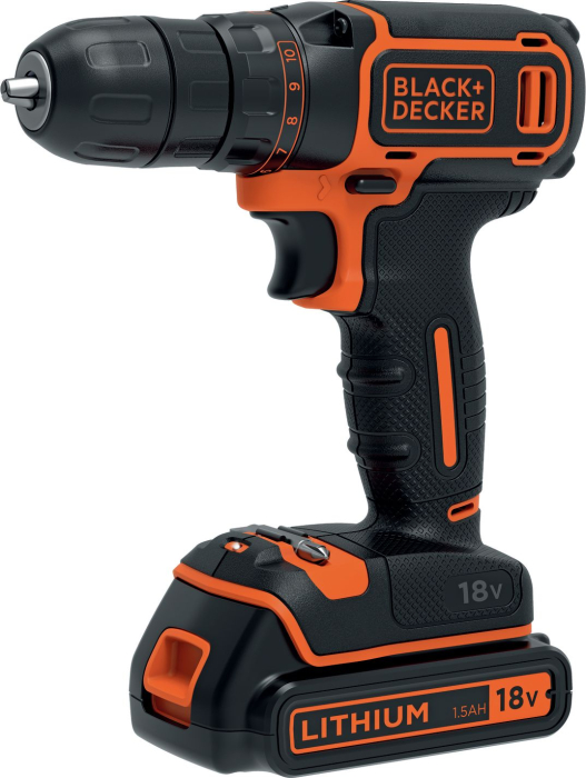 Mașină de găurit și înșurubat BLACK+DECKER BDCDC18BAFC-QW, 18 V, 650 rpm, Li-Ion, încărcător, cutie transport, Negru pukika.ro [2]