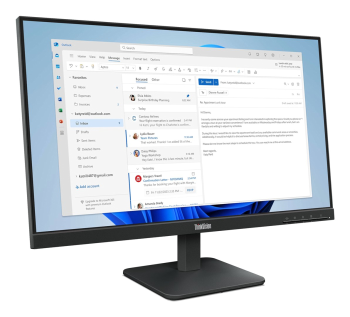 Monitor Lenovo ThinkVision, 23.8" Full HD 1920 x 1080, IPS, 6 ms, 100 Hz, Raven Black [3]