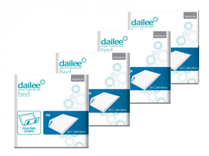 Pachet 4 x Aleze absorbante pentru pat DAILEE Bed Premium Fix, 60x90 cm, 25 bucati [1]