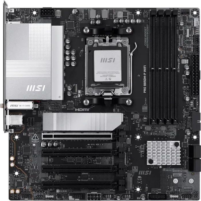 Placă de Bază MSI PRO WIFI, Socket AM5, Chipset AMD B850, micro ATX, Black pukika.ro [2]