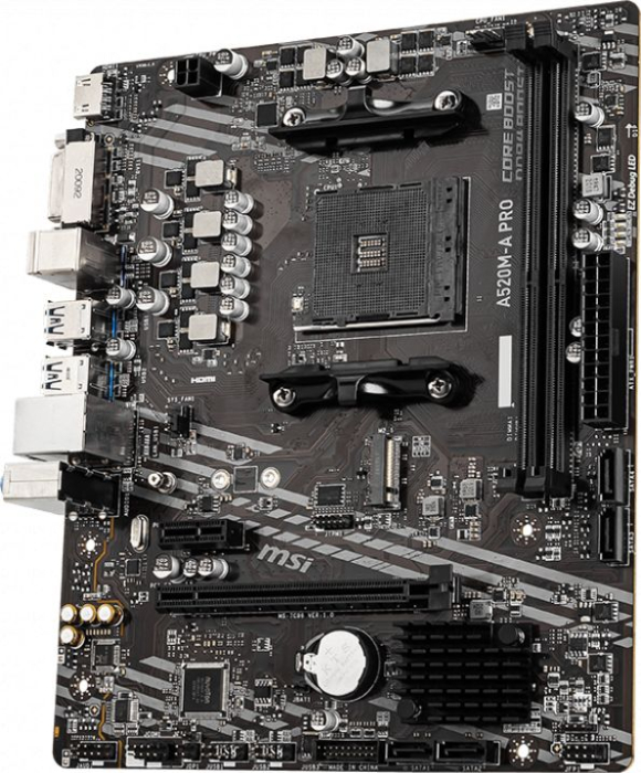 Placă de Bază MSI, Socket AM4, Chipset AMD A520M, micro ATX, Black pukika.ro [2]