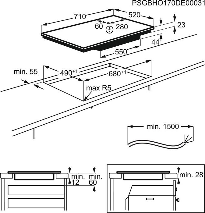 Plită cu Inducție Electrolux EIV734, 71 cm, 4 Zone, FlexiBridge®, PowerBoost, Hob2Hood®, TouchControl, Negru pukika.ro [6]
