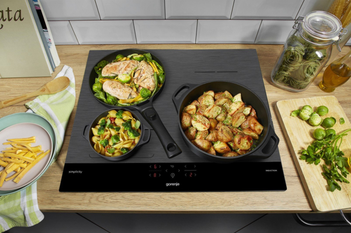 Plită cu Inducție Gorenje, 59,5 cm, 4 zone, Touch, sticlă ceramică, Gri pukika.ro [7]