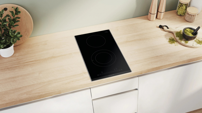 Plită Domino electrică Bosch Serie 6 PKF375FP2E, 30 cm, 2 zone extinse, Touch DirectSelect, PowerBoost, sticla vitroceramica, Negru pukika.ro [4]
