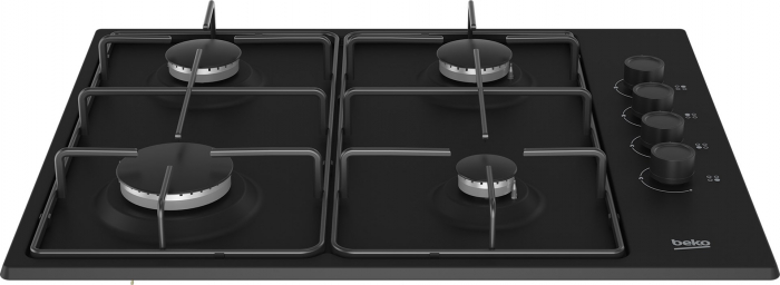 Plită pe gaz Beko HIBG64120SB, 60 cm, 4 arzătoare, aprindere electrică, siguranță gaz, suprafață oțel emailat, Negru pukika.ro [3]