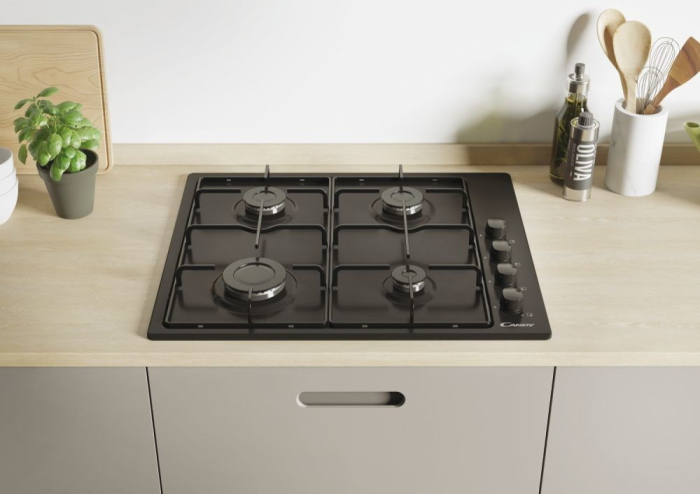 Plită pe Gaz Candy CHW6LBB, 60 cm, 4 Arzătoare, Timer, Negru pukika.ro [2]