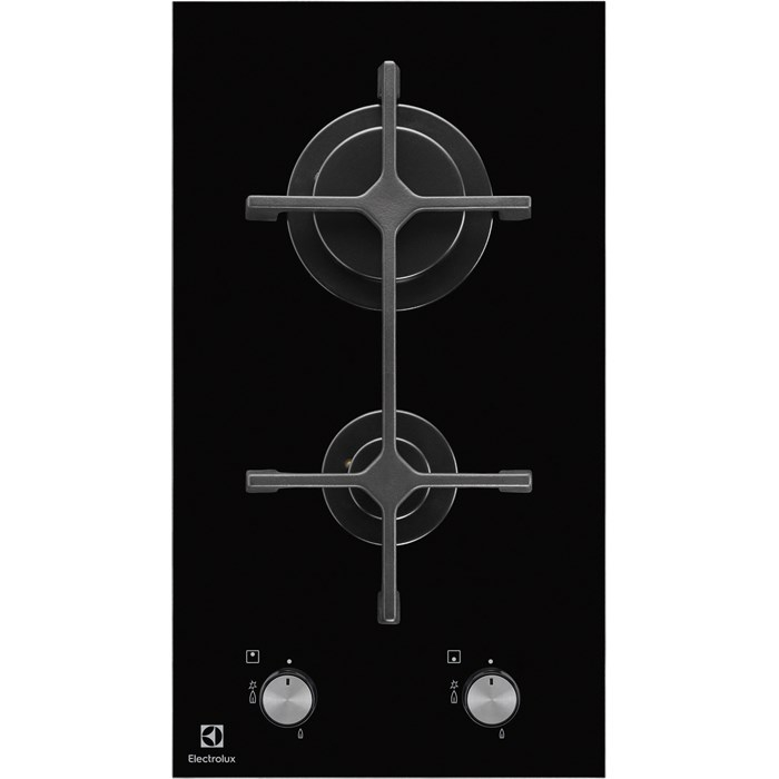Plită pe Gaz Domino Electrolux EGC3322NVK, 29 cm, 2 Arzătoare, Aprindere Electrică, Suport Fontă, Negru pukika.ro [1]