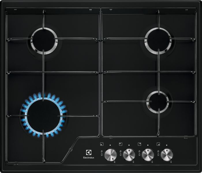 Plită pe Gaz Electrolux EGS6424K, 60 cm, 4 Arzătoare, Grătare Fontă, Aprindere Electrică, Negru pukika.ro [1]