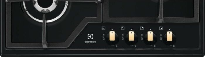 Plită pe Gaz Electrolux EGS6436RK, 60 cm, 4 Arzătoare, Aprindere Electrică, Grătare Fontă, Sticlă Neagră pukika.ro [2]