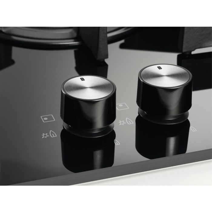 Plită pe Gaz Electrolux KGG6426K, 60 cm, 4 Arzătoare, Aprindere Electrică, Siguranță Gaz, Grătare Fontă, Negru pukika.ro [8]