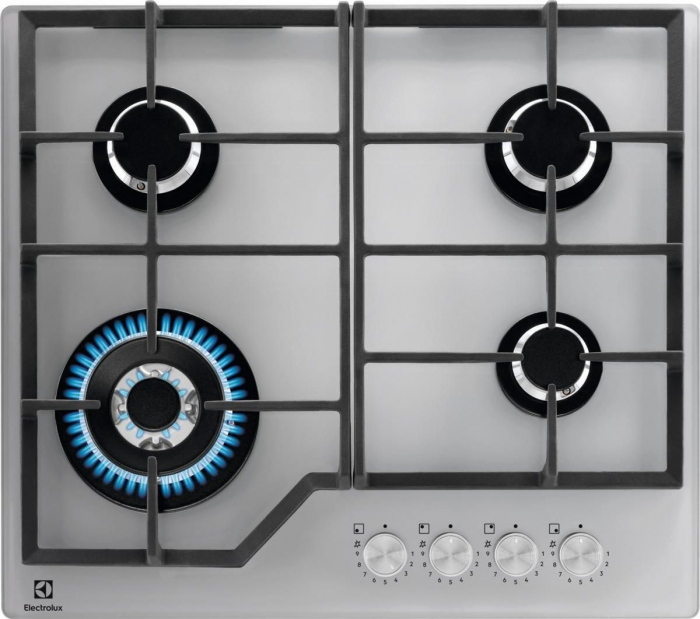 Plită pe Gaz Electrolux KGG64362S, 74 cm, 4 Arzătoare, Grătare Fontă, Inox pukika.ro [1]