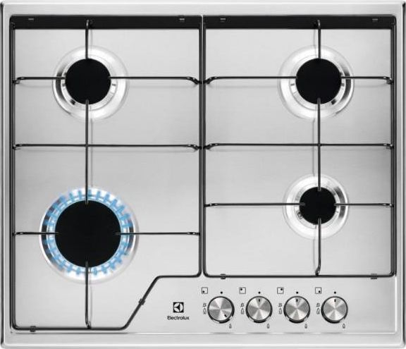 Plită pe Gaz Electrolux KGS6424BX, 60 cm, 4 Arzătoare, Aprindere Electrică, Oțel Inoxidabil, Grătare Emailate, Gri pukika.ro [1]