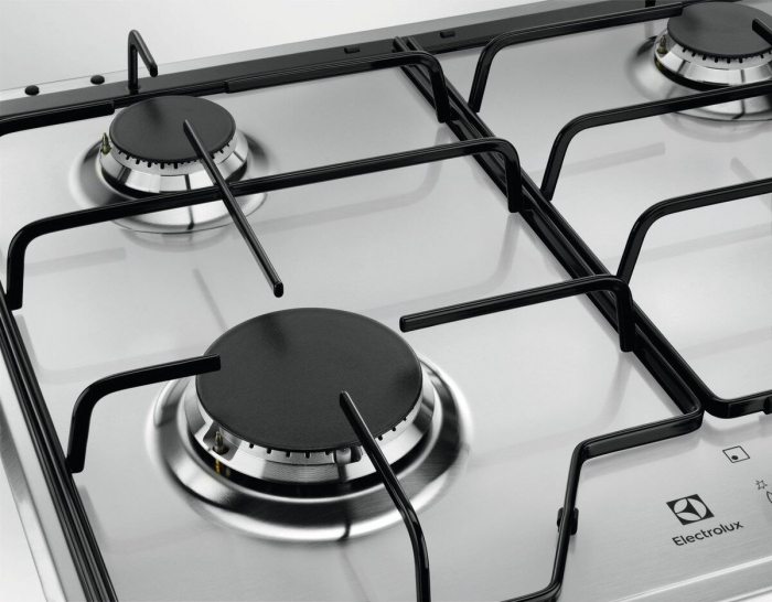Plită pe Gaz Electrolux KGS6424BX, 60 cm, 4 Arzătoare, Aprindere Electrică, Oțel Inoxidabil, Grătare Emailate, Gri pukika.ro [3]