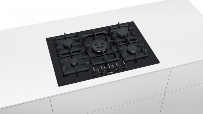 Plită pe Gaz Siemens EP7A6QB90, 75 cm, 5 Arzătoare, FlameSelect, Grătare Fontă, WOK, Sticlă Neagră pukika.ro [4]