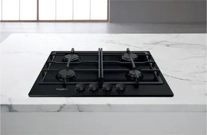 Plită pe Gaz Whirlpool TGML 660 NB, 58 cm, 4 Arzătoare, Grătare Fontă, Aprindere Electrică, Siguranță Gaz, Sticlă Neagră pukika.ro [3]