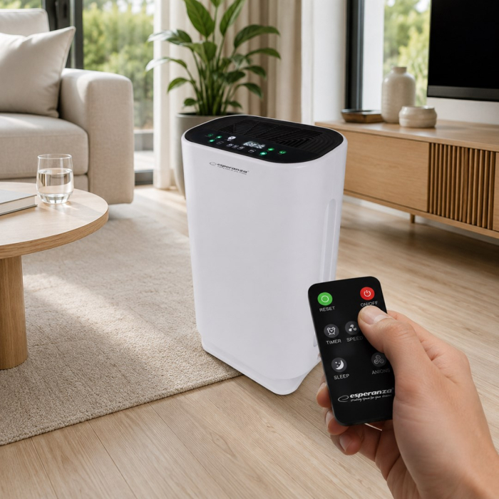 Purificator de Aer cu Ionizator Esperanza, Filtru HEPA, 50 mp, Alb pukika.ro [7]