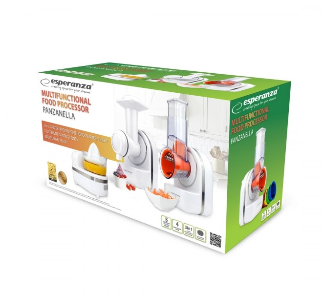 Robot de Bucătărie Multifuncțional Esperanza EKM027, 150 W, Bol 0.5 L, Feliere, Storcator, Macinare, Alb pukika.ro [5]