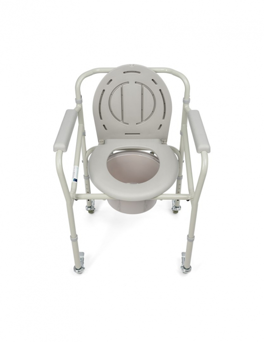 Scaun cu toaleta de camera cu roti, pliabil, inaltime ajustabila, suport de maini, greutate maxima 120 Kg, Gri pukika.ro [2]