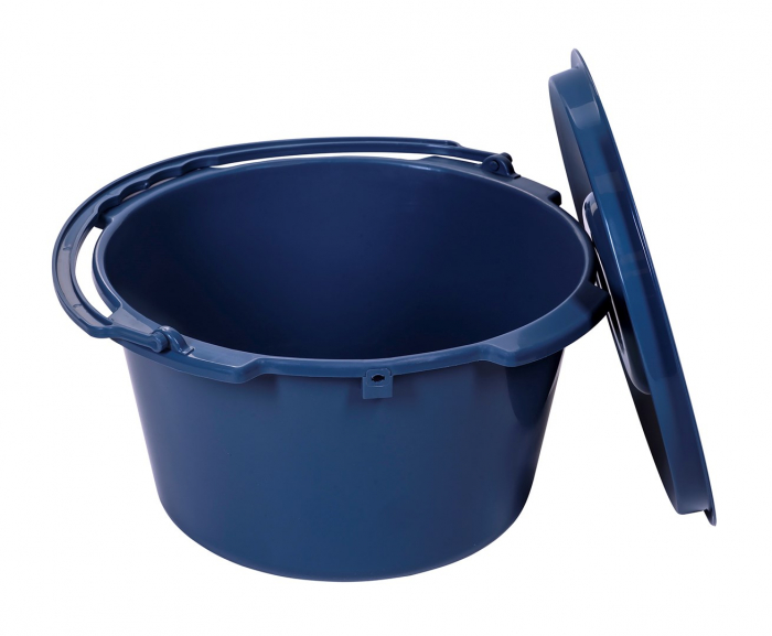 Scaun cu toaleta de camera fix, pliabil, inaltime ajustabila, suport de maini, greutate maxima 110 Kg, volum 5 l, Gri/Albastru pukika.ro [5]