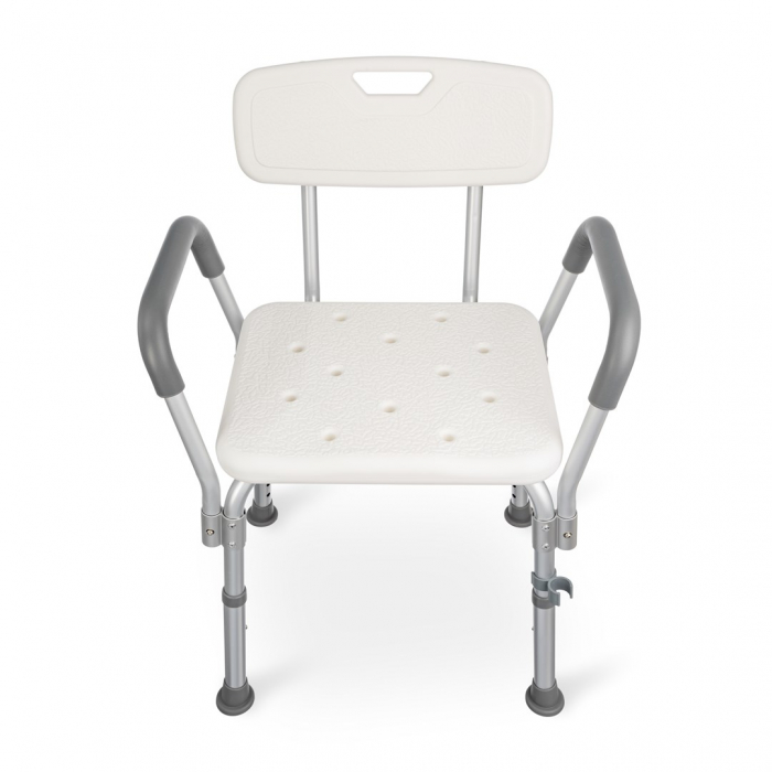 Scaun de baie cu spatar, inaltime reglabila, greutate maxima 136 Kg, Alb/Gri pukika.ro [2]