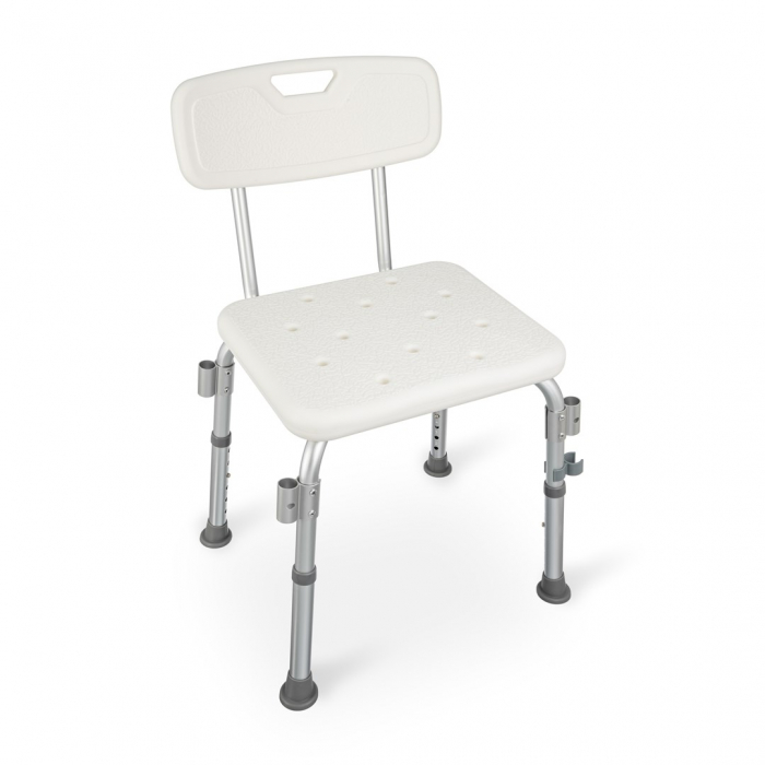 Scaun de baie cu spatar, inaltime reglabila, greutate maxima 136 Kg, Alb/Gri pukika.ro [3]