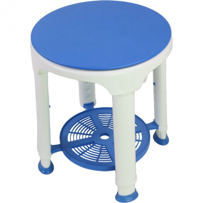 Scaun de baie rotativ, inaltime reglabila, spatiu de depozitare, greutate maxima 150 Kg, Alb/Albastru pukika.ro [2]
