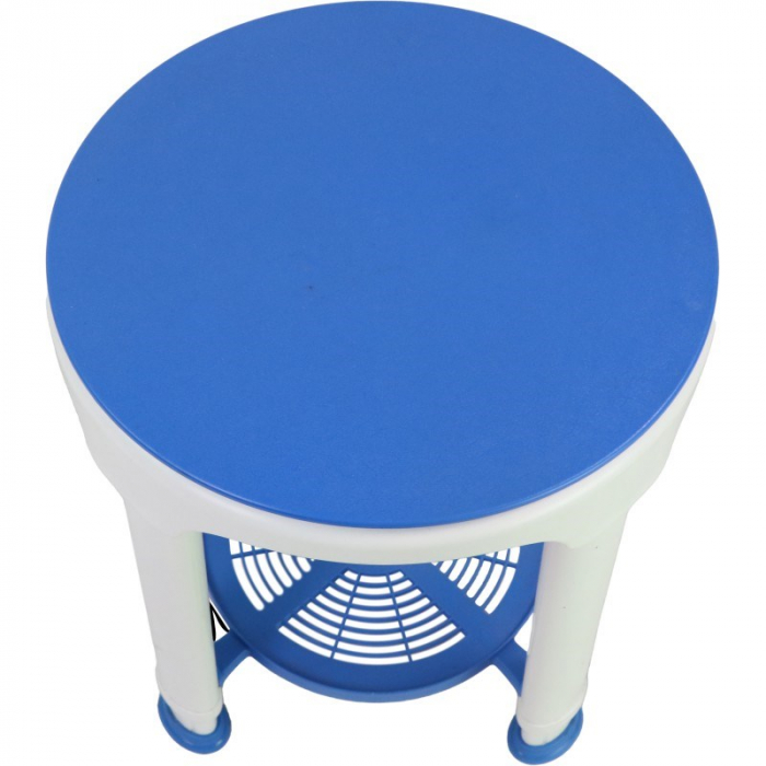 Scaun de baie rotativ, inaltime reglabila, spatiu de depozitare, greutate maxima 150 Kg, Alb/Albastru pukika.ro [3]