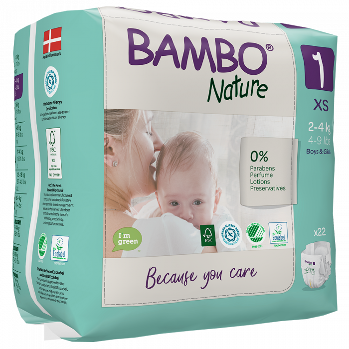 Scutece Bambo Nature, Eco-Friendly, Marimea 1, 2-4 kg, 22 bucati [2]