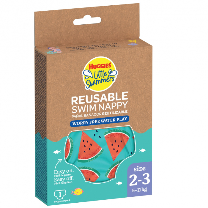 Scutece chilotel refolosibili pentru apa Huggies Little Swimmers Watermelon, Marimea 2-3, 1 bucata [2]