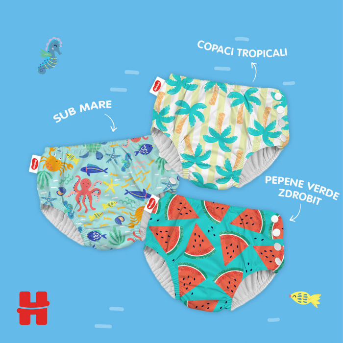 Scutece chilotel refolosibili pentru apa Huggies Little Swimmers Watermelon, Marimea 2-3, 1 bucata [8]